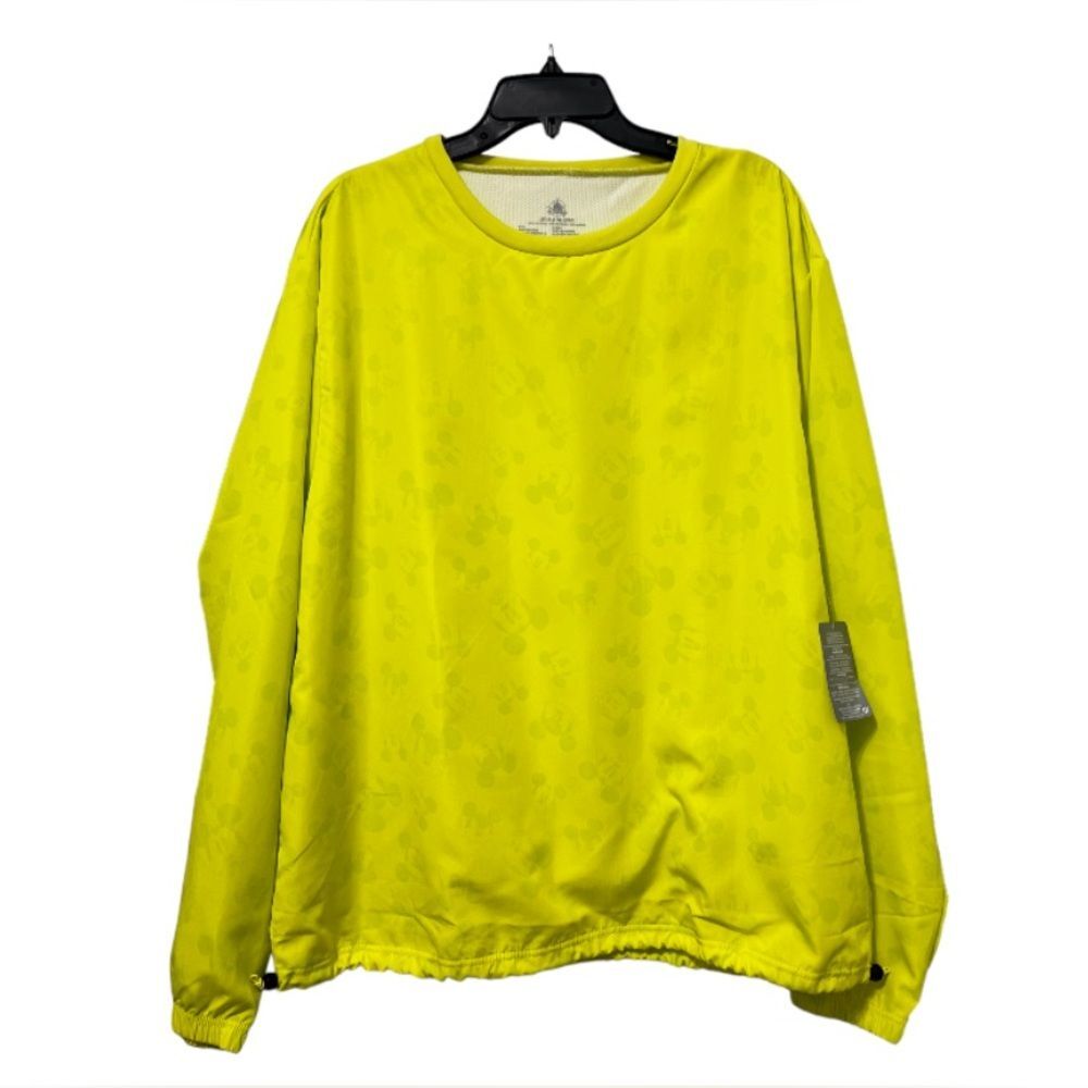 Disney Neon Lime Mickey Mouse Long Sleeve Drawstring Pullover Size XL NWT